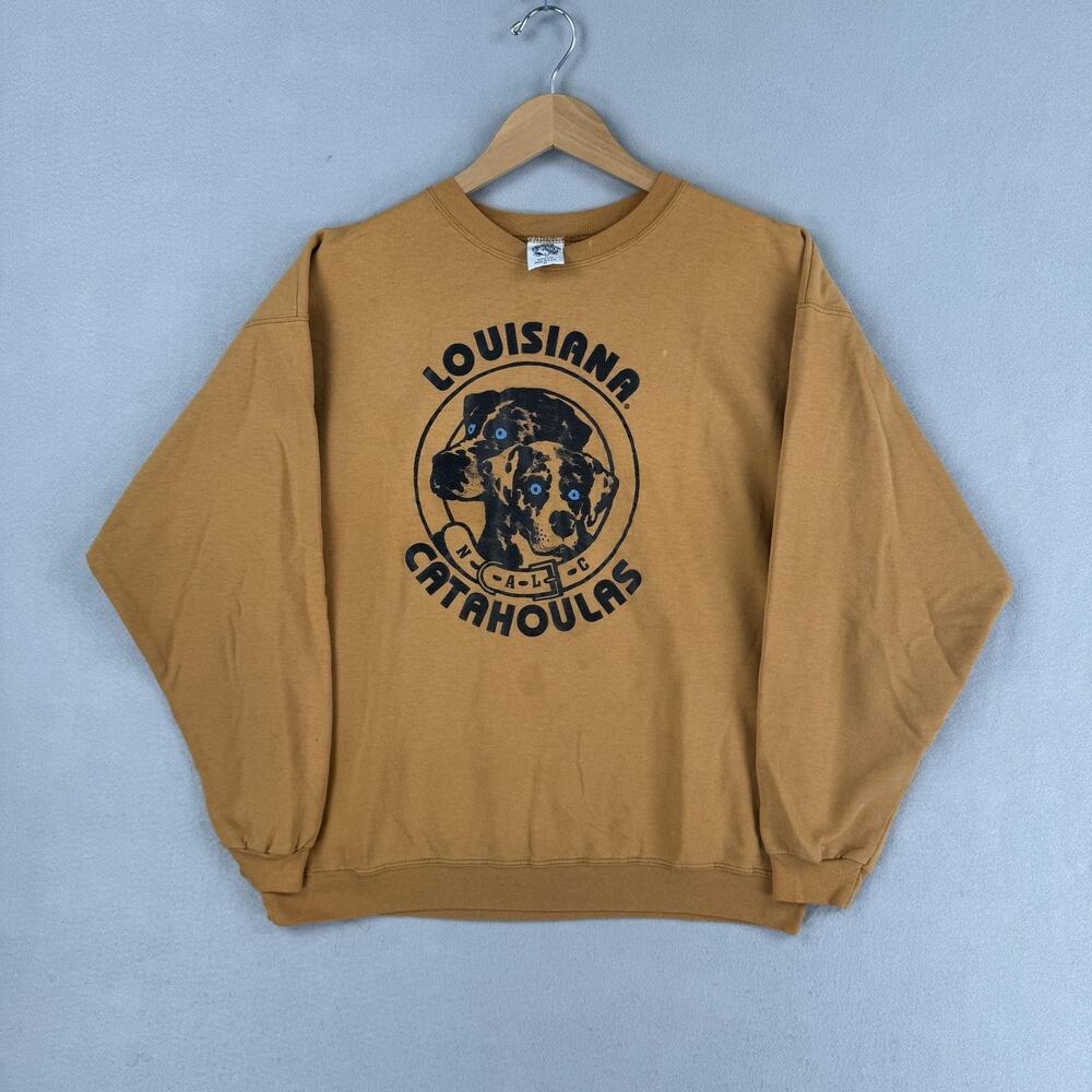 Vintage Louisiana Catahoulas Sweatshirt Mens XL Brown Dog Graphic USA 90s Eagle